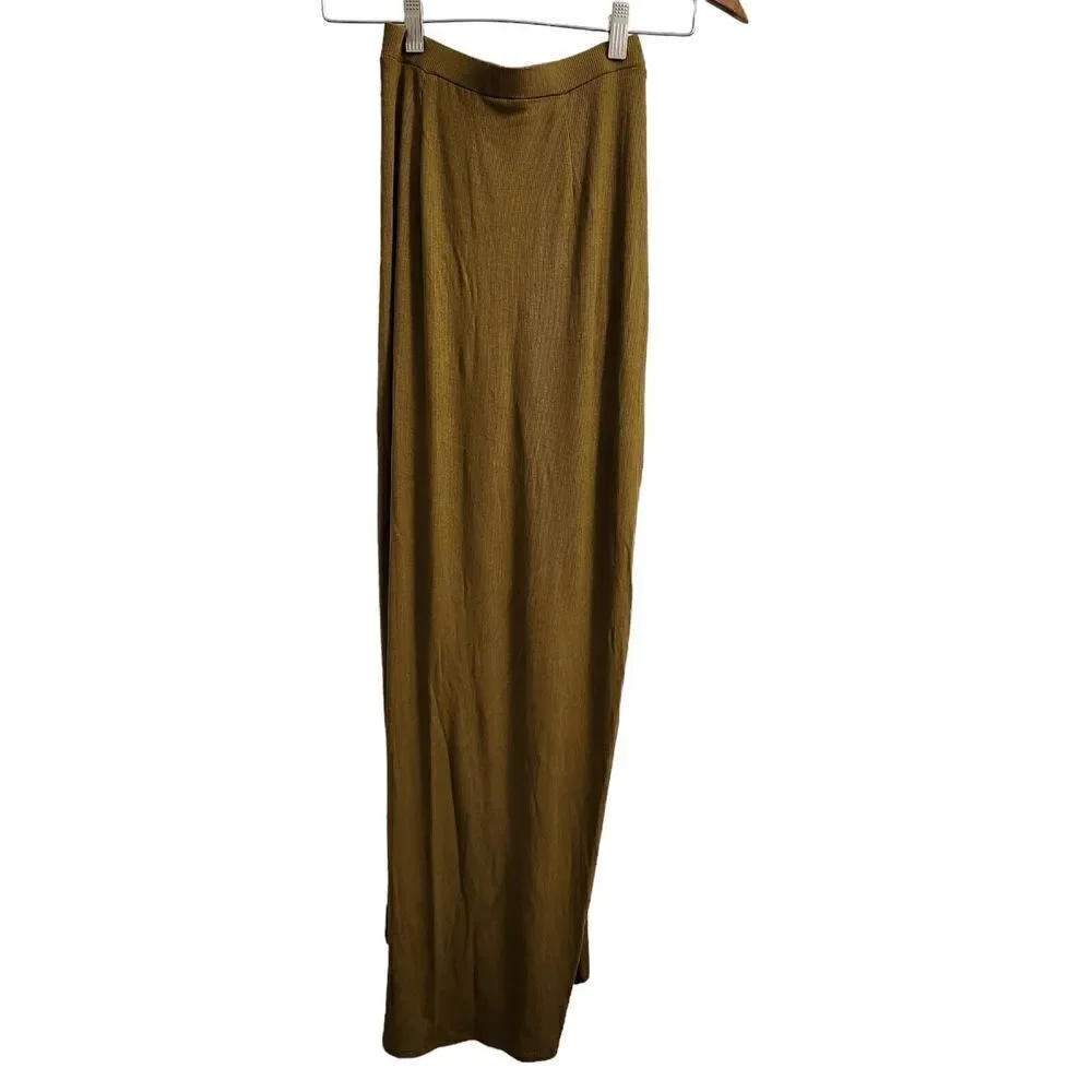 Torn By Ronny Kobo‎ Skirt Womens XS Olive Green Midi Boho Beach Resortwear